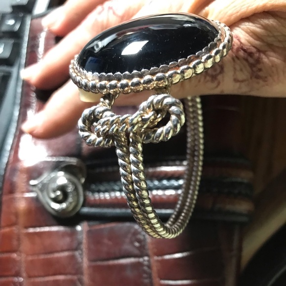 Onyx braided bracelet silvertone - Picture 3 of 5